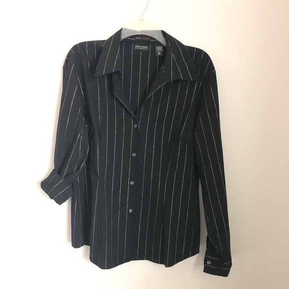 New York & Company Tops - New York & Company Stripe Work Top Blouse shirt z